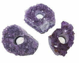 Amethyst Candle holder - natural crystals