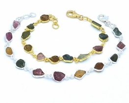 Silver Bracelet Tourmaline 8 x 10 mm