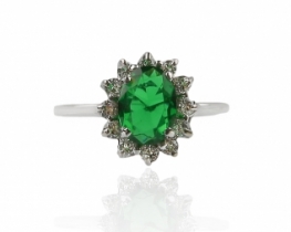 Srebrn prstan Fantazija smaragd