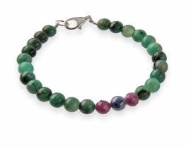 Silver Bracelet Emerald with Ruby & B. Sapphire