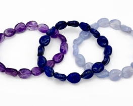 Bracelet Twist chalcedony, amethyst and lapis