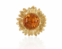 Srebrn prstan Jantar SONCE