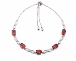 Silver Bracelet LOVE SMILE Promenade with Garnet