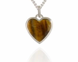 Silver Pendant Heart Tiger eye