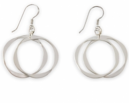 Silver Earrings Twin Hoop