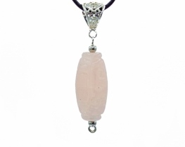 Rose quartz pendant on a ribbon