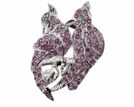 Pendant & Brooch Parrots - Rubies & Emeralds