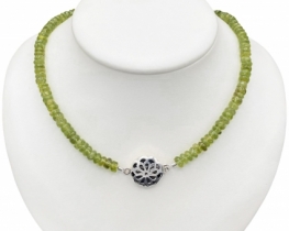 Peridot Necklace Silver Flower