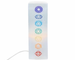 Selenite Lamp & symbols of 7 chakras