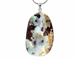 Milky Boulder Opal Silver Pendant