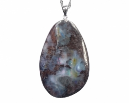 Boulder Opal Pendant - Blue Yellow Rainbow