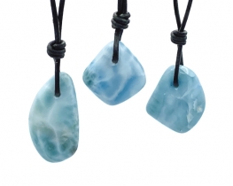 LARIMAR Pendant - leather /cotton cord 