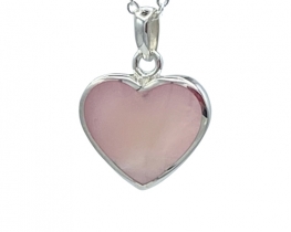 Silver Pendant Love Heart PINK