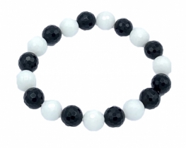 Bracelet Black & White Onyx 10 mm