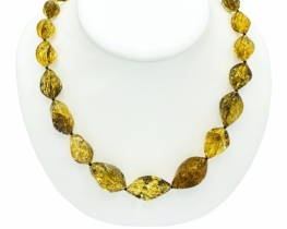 Amber Necklace Green Gold 55 cm