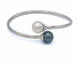 Silver Pearl Bracelet TWIN - Pacific & Tahitian Pearl