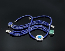 Necklace Lapis Lazuli with Turquoise Pendant Orient