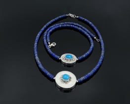 Necklace Lapis Lazuli with Turquoise Pendant Orient