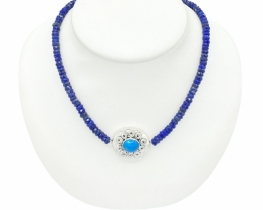 Necklace Lapis Lazuli with Turquoise Pendant Orient