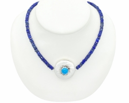 Necklace Lapis Lazuli with Turquoise Pendant Orient