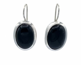 Silver Earrings Black Onyx 10 x 14 mm