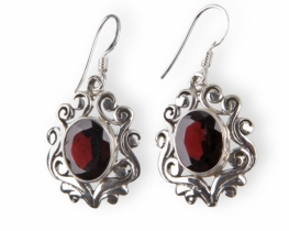 Silver Earrings IONIC - Amethyst, Garnet, Citrine & Black Onyx