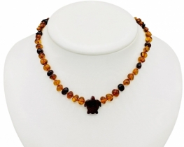 Children's Amber Necklace Turtle & Owl