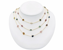 Three-row Tourmaline Silver Necklace  