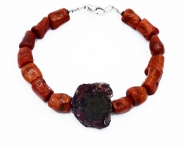 Bracelet Sponge Coral and Garnet  Natura