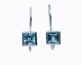 Silver Earrings Blue Topaz Kaleidoscop