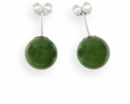 Silver Earrings Jade 10 mm