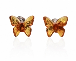 Srebrni uhani jantar Papillon