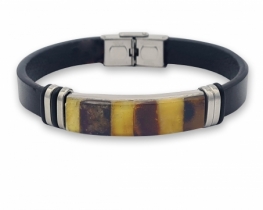 Amber Bracelet Mosaic on Leather belt