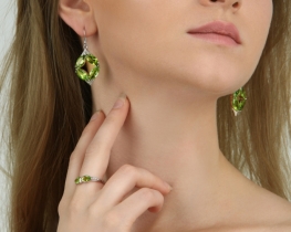 Earrings MOSAIC Peridot with Diamonds