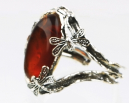 Silver Bracelet Dragon Fly - Cherry Amber