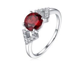 Silver Ring LOVE SMILE PROMENADE GARNET