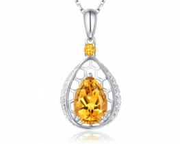 Silver Pendant Love Smile Promenade Citrine