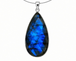 Srebrn obesek Labradorit AURORA – solza