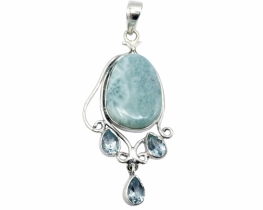 Larimar and Blue topaz Pendant