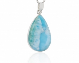 Srebrn obesek Larimar solza