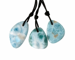 Larimar Pendants on a Leather string