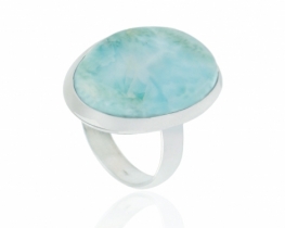 Silver Ring Larimar Aqua 15 x 20 mm