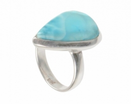 Silver Ring Larimar Peardrop