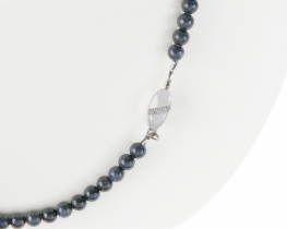 Srebrna Vintage ogrlica modri safir 6 mm