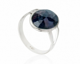 Silver Ring Blue Sapphire 10 x 14 mm