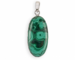 Malahit srebrn obesek Srce Gea