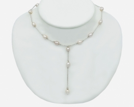 Silver Neckalce MIMI - Purple Pearls