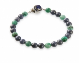 Silver Bracelet Blue Sapphire with Emeralds