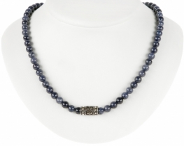 Gold Necklace Blue Sapphire 6 mm
