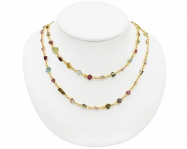 Silver Necklace Tourmaline Rainbow 90 cm